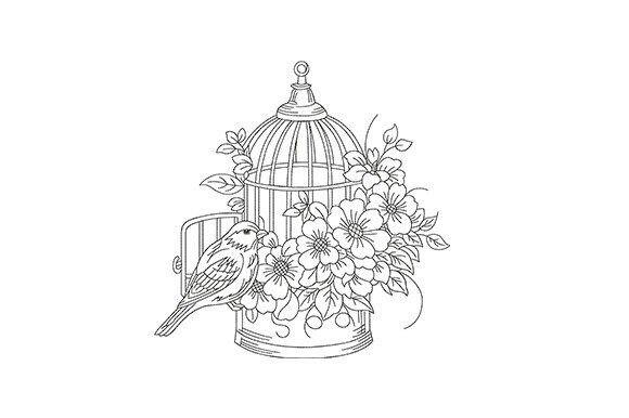 Bird and Floral Embroidery Design – Mach