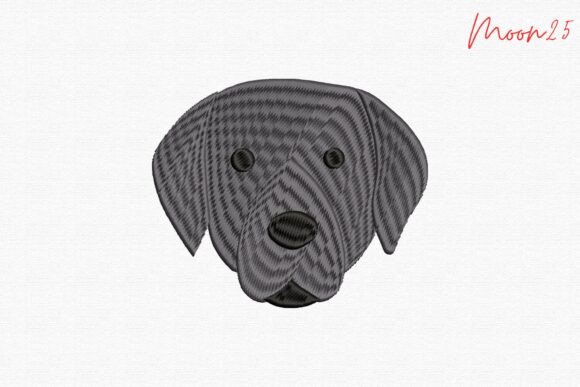 Cute Black Dog Face Embroidery Design