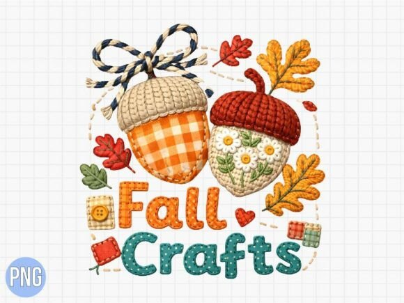 Fall Autumn Crafts Acorn Embroidery PNG Review