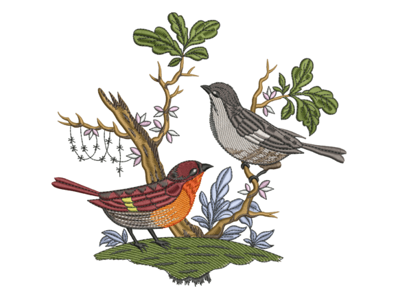 Robin and Sparrow Garden Embroidery